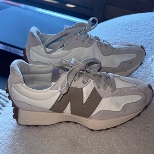 New Balance Men or Women 327 Cream and Brown Sneakers